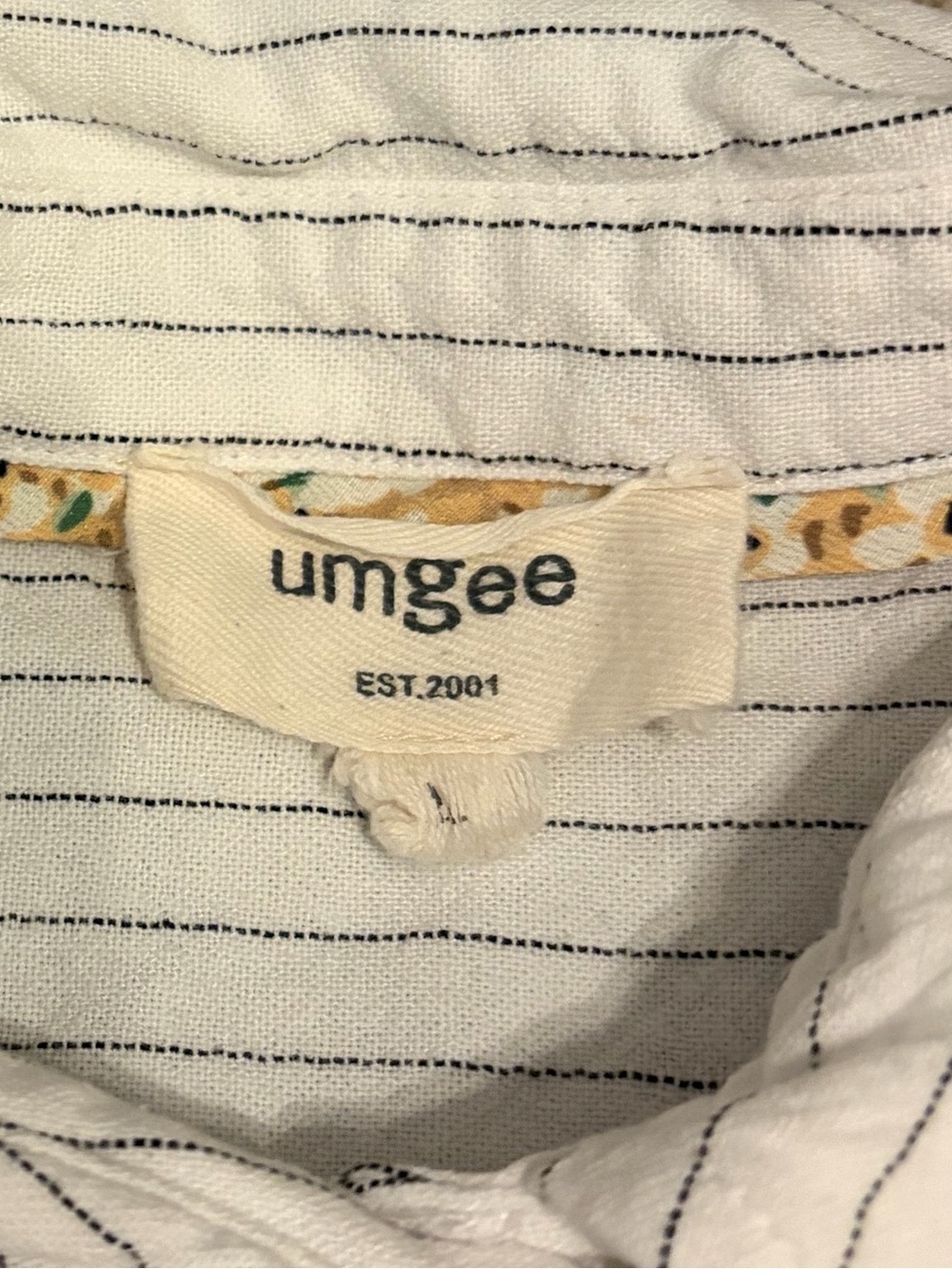 Umgee White Button-Up Shirt with Black Stripes - Picture 3 of 3